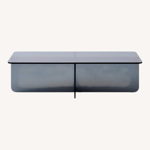 Used EQ3 Verre Dark Gray Glass Coffee Table for sale on AptDeco
