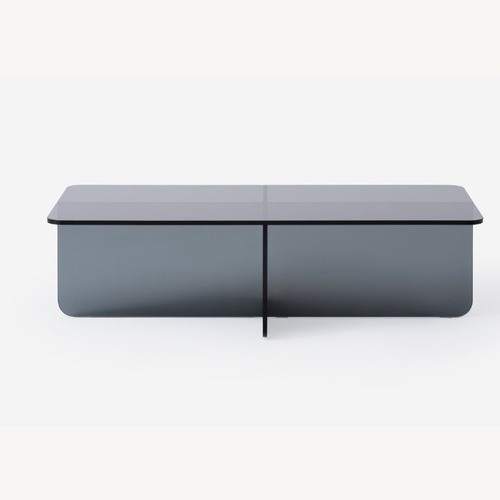 Used EQ3 Verre Dark Gray Glass Coffee Table for sale on AptDeco