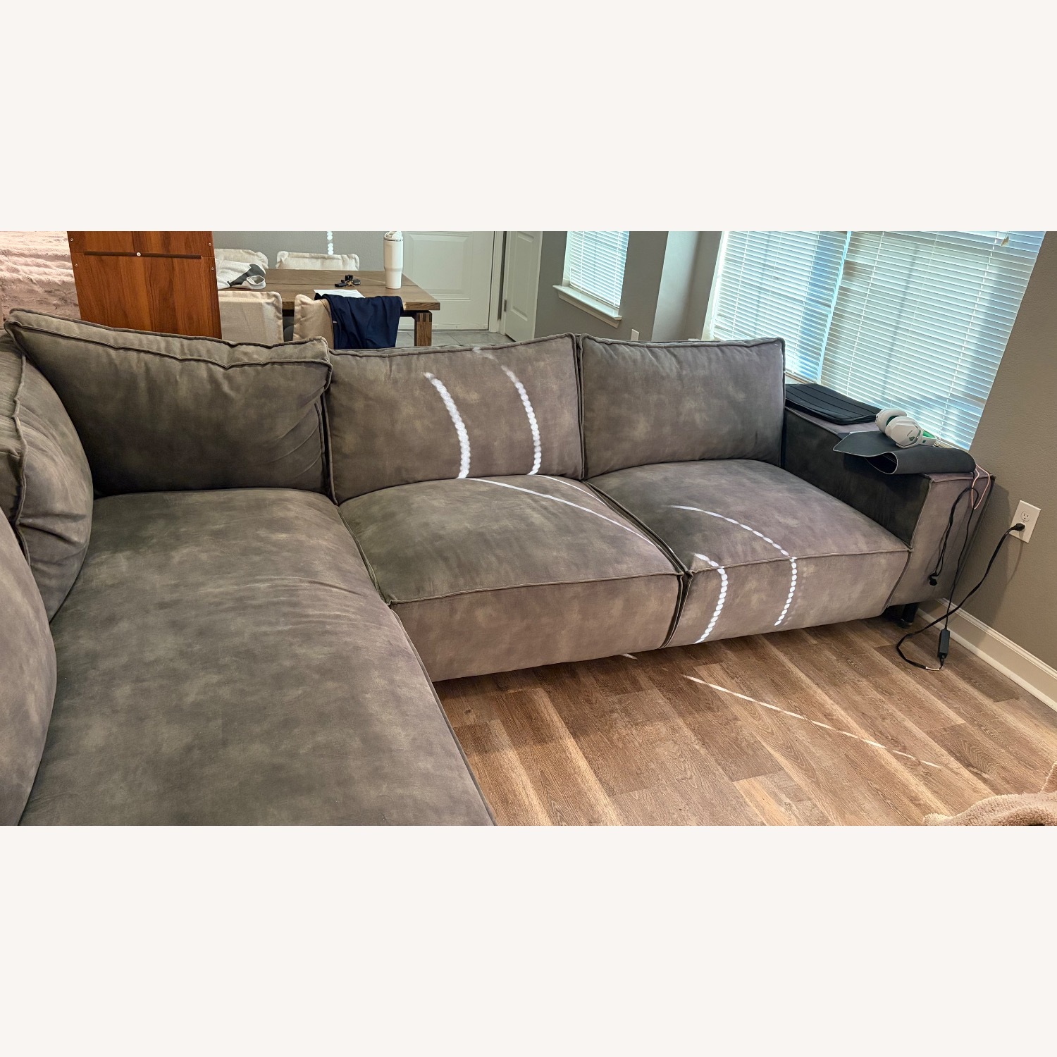 Green Fabric 2 Piece Sectional - image-3