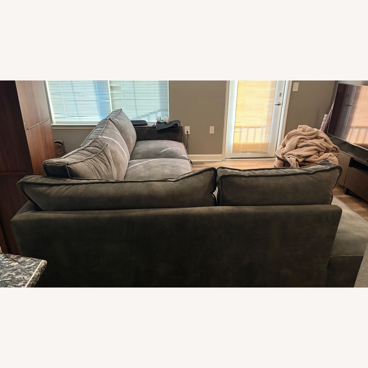 Green Fabric 2 Piece Sectional - image-1