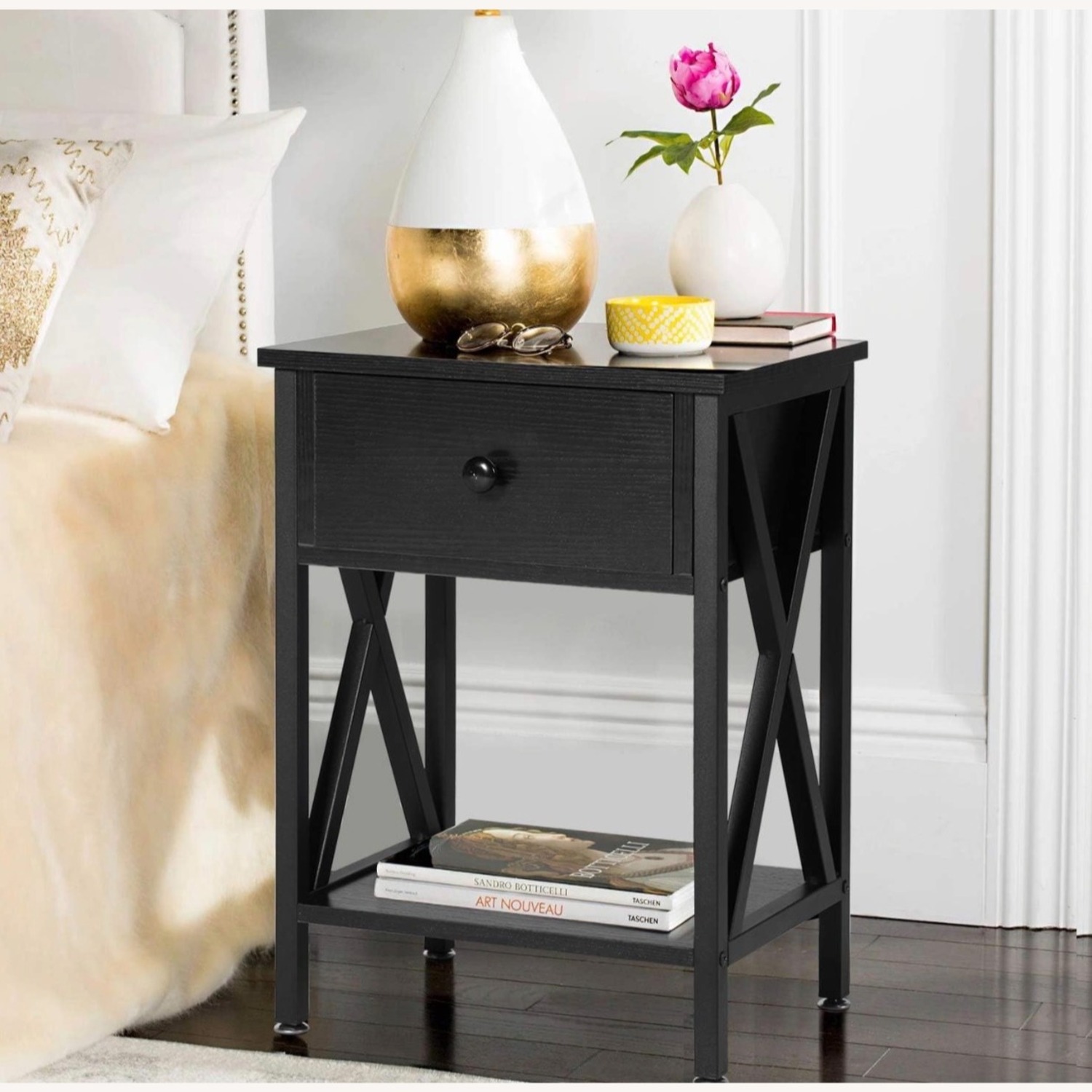 Amazon Black Wood Nightstands - image-1