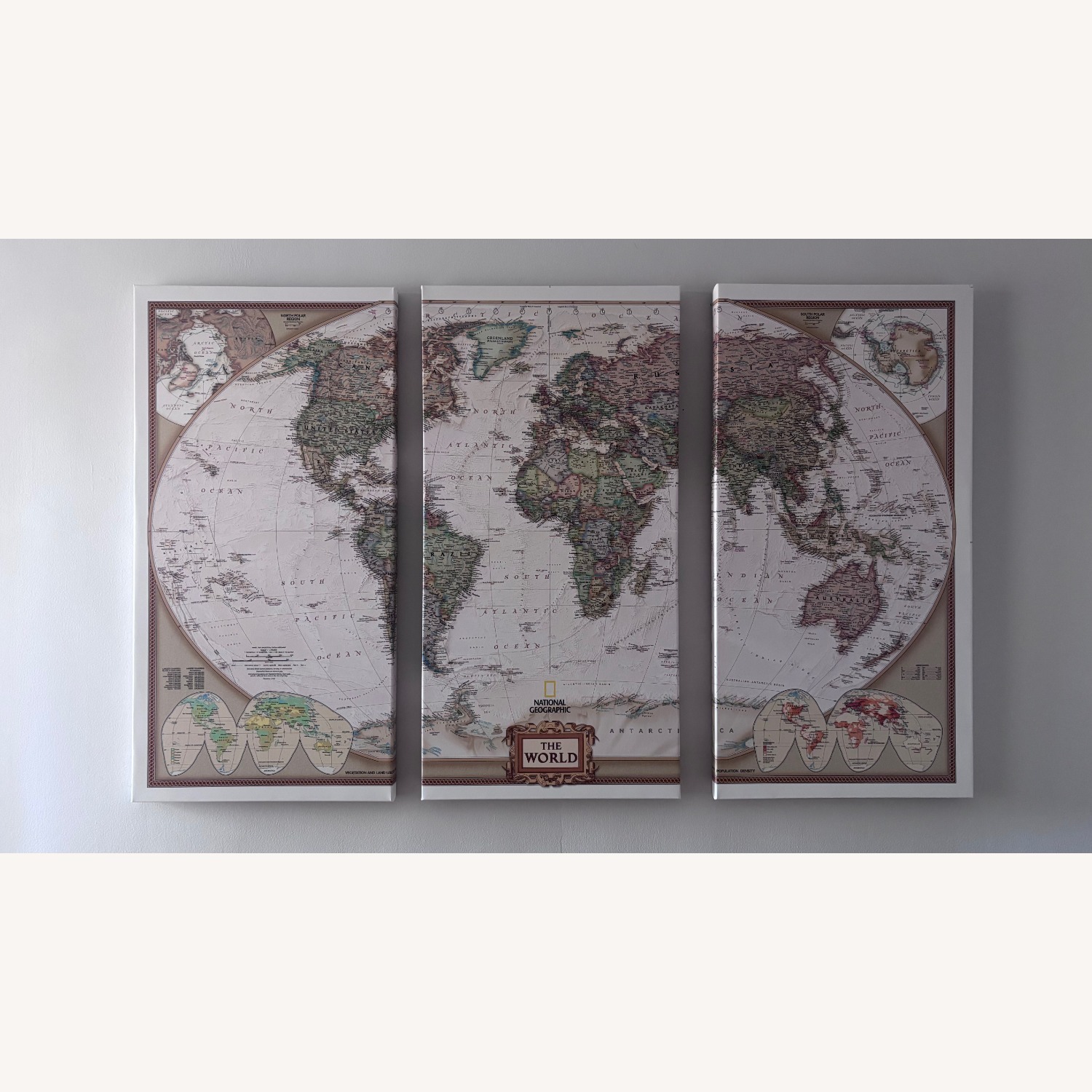 National Geographic 3-Piece World Wall Map - image-1