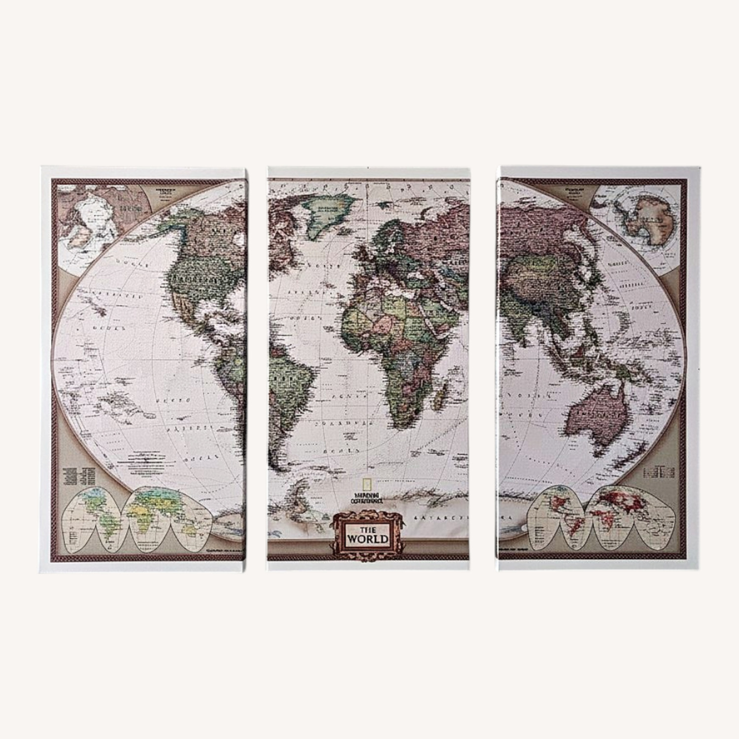 National Geographic 3-Piece World Wall Map - image-0