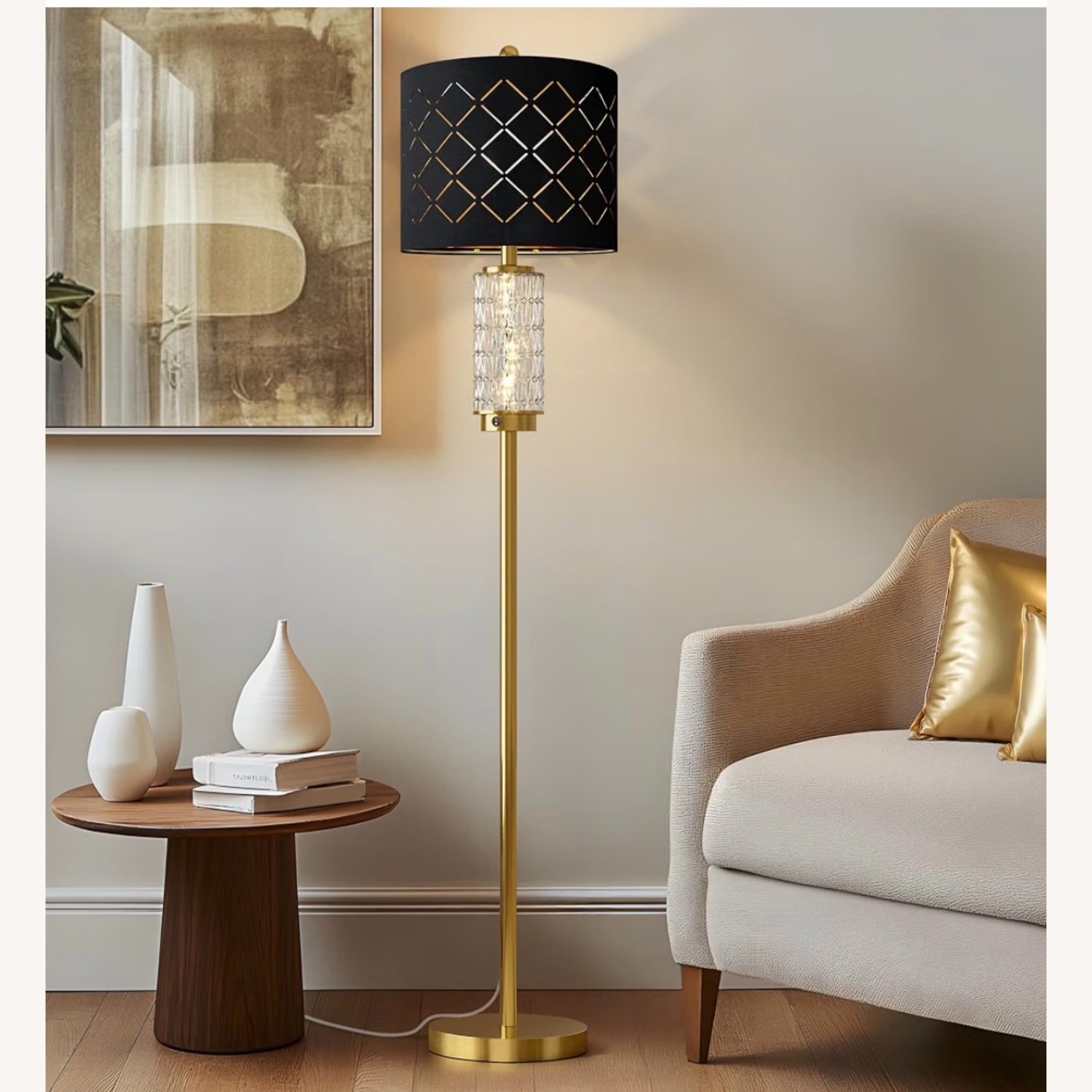 Black Metal Floor Lamp - image-2