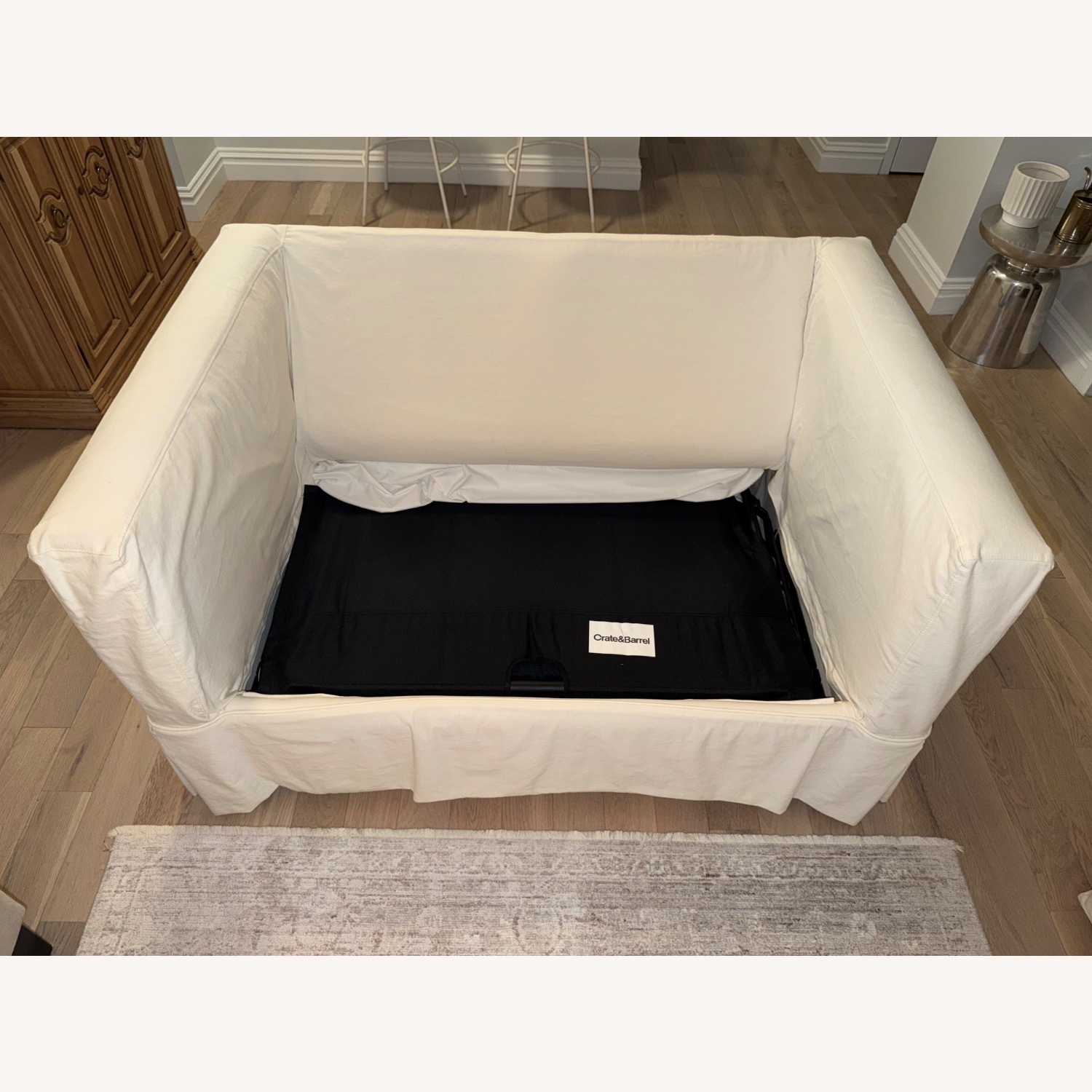 Crate & Barrel Willow Slipcover Chair & 1/2 with Sleeper  - image-6