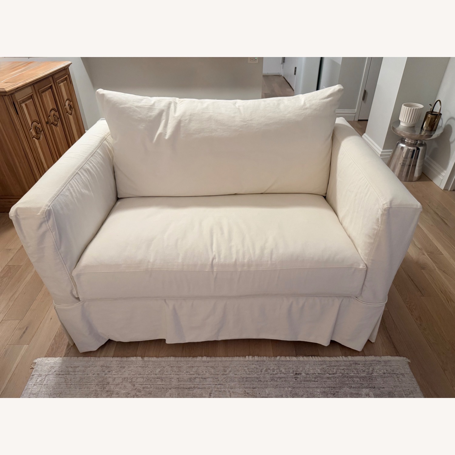 Crate & Barrel Willow Slipcover Chair & 1/2 with Sleeper  - image-3