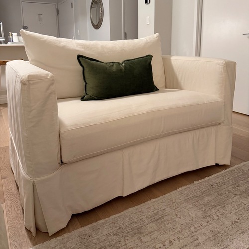 Used Crate & Barrel Willow Slipcover Chair & 1/2 with Sleeper  for sale on AptDeco