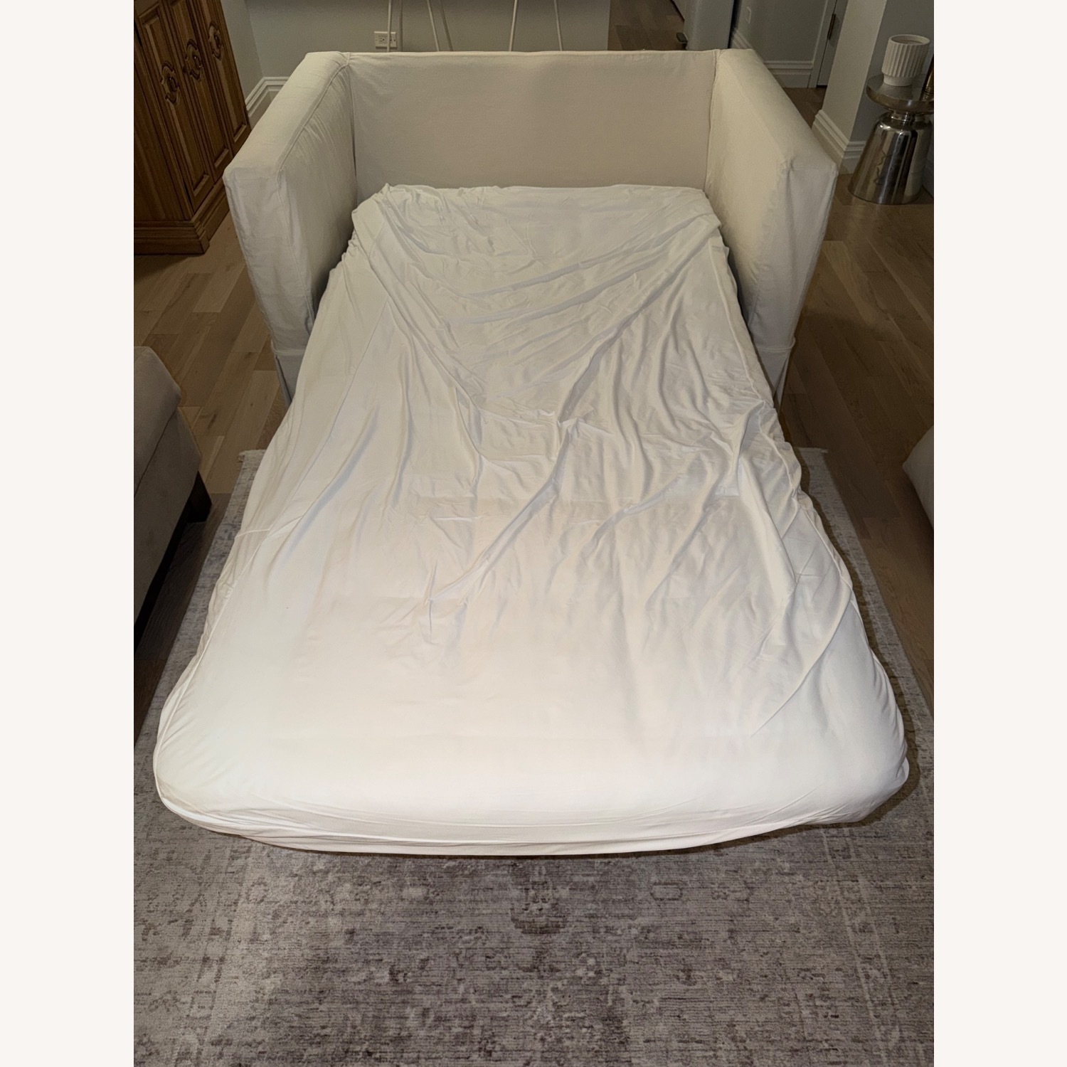 Crate & Barrel Willow Slipcover Chair & 1/2 with Sleeper  - image-8