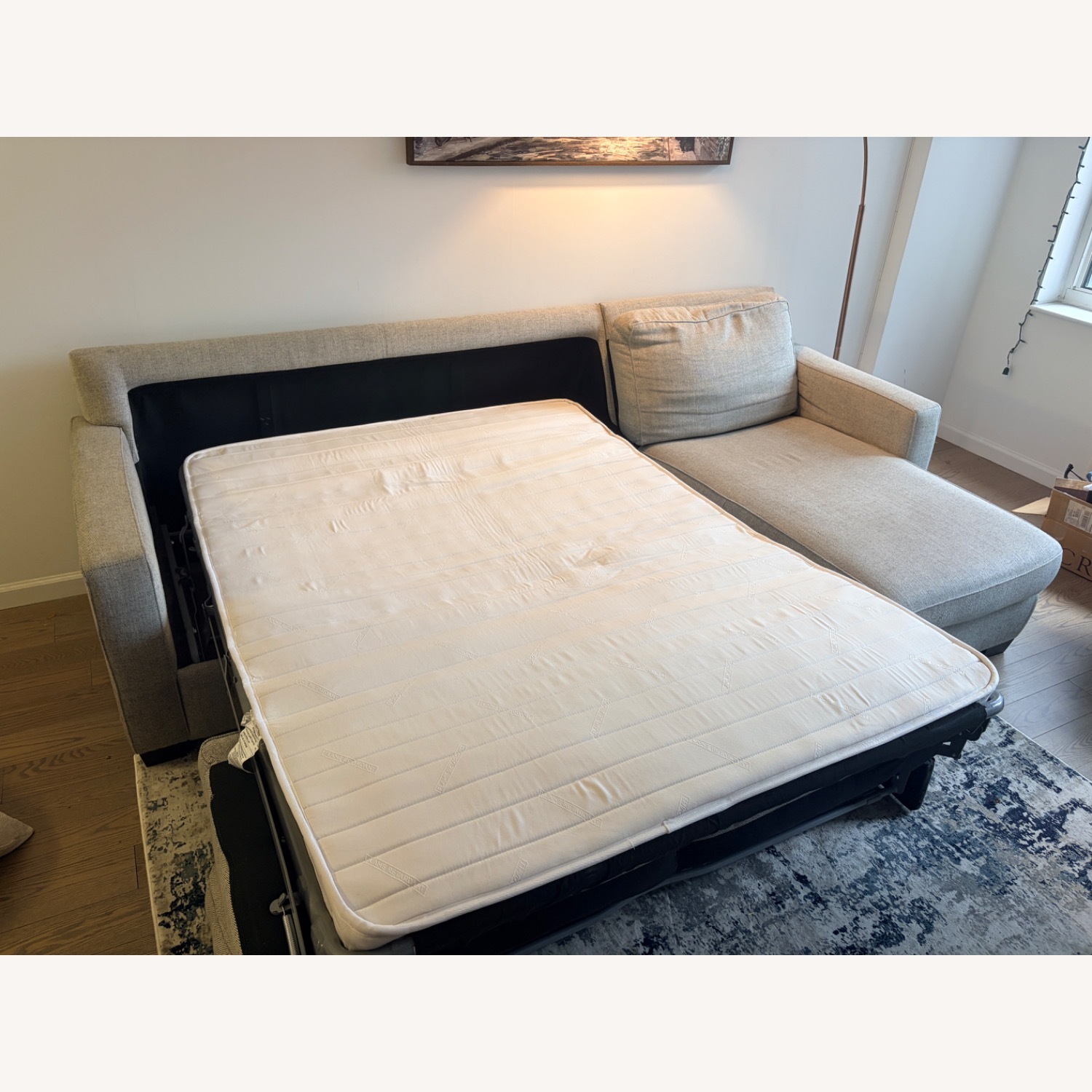 West Elm Dove Grey Henry Sleeper Sofa with Storage - image-7