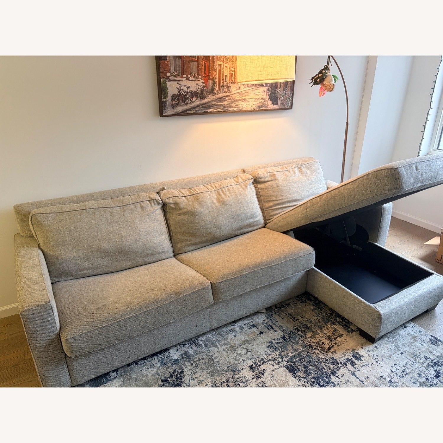 West Elm Dove Grey Henry Sleeper Sofa with Storage - image-11