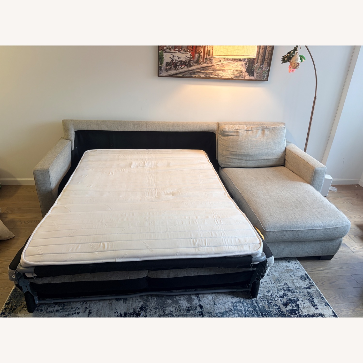 West Elm Dove Grey Henry Sleeper Sofa with Storage - image-5