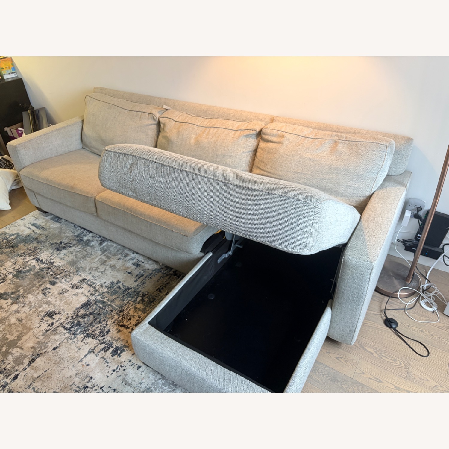 West Elm Dove Grey Henry Sleeper Sofa with Storage - image-10