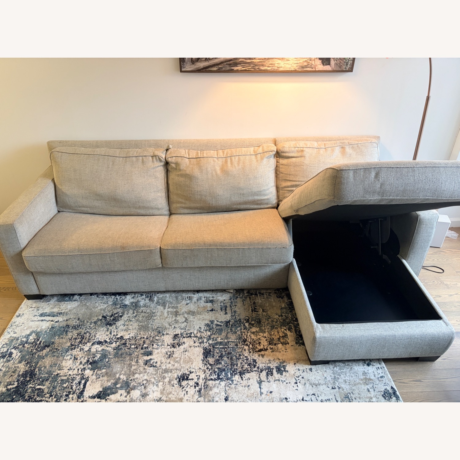 West Elm Dove Grey Henry Sleeper Sofa with Storage - image-9