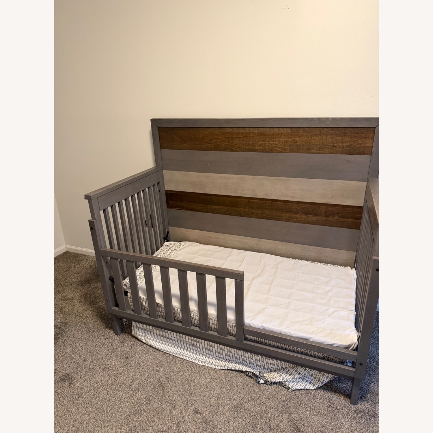 Ashley Furniture Light Gray Wood King Bed - image-2