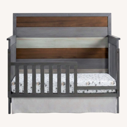 Used Ashley Furniture Light Gray Wood King Bed for sale on AptDeco