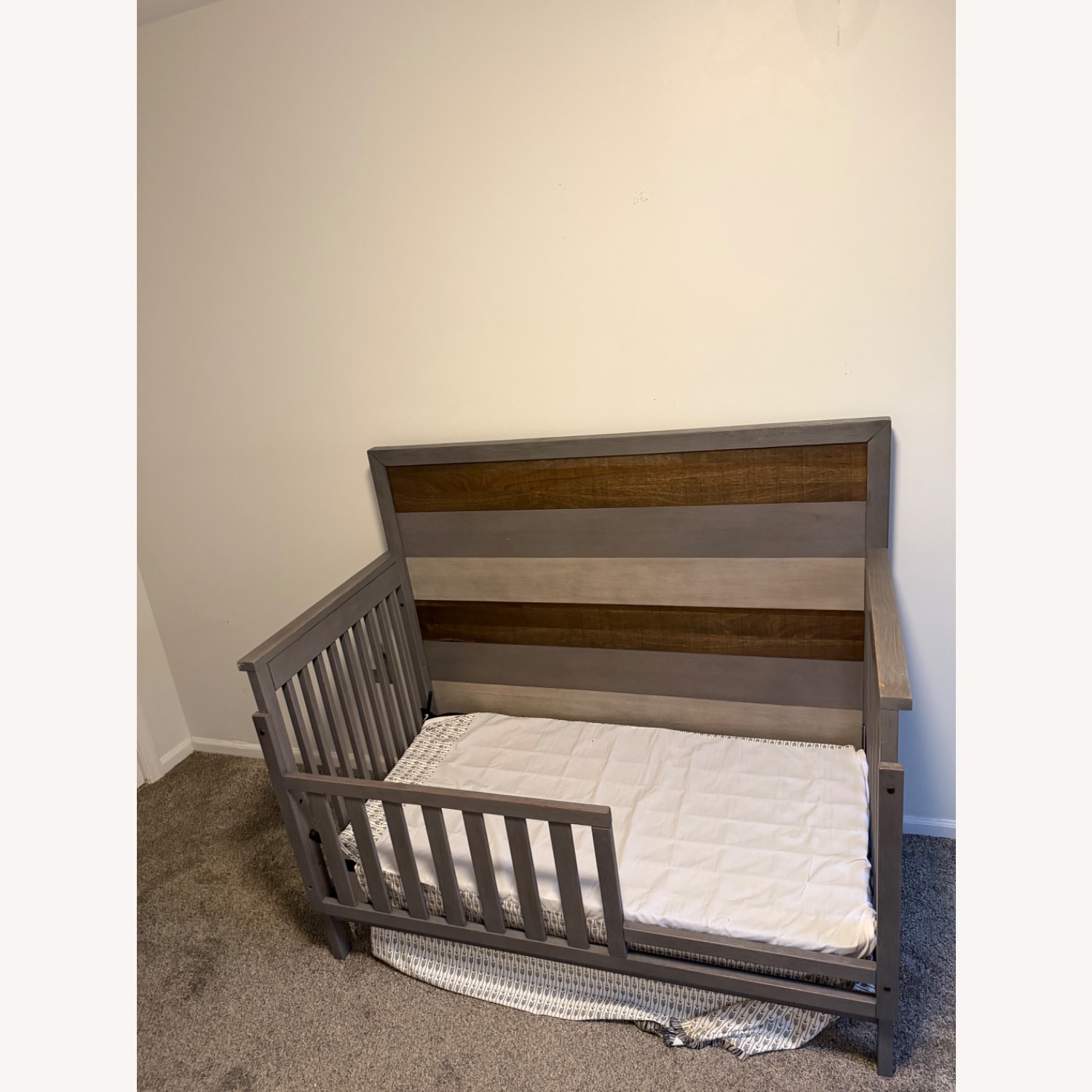 Ashley Furniture Light Gray Wood King Bed - image-1