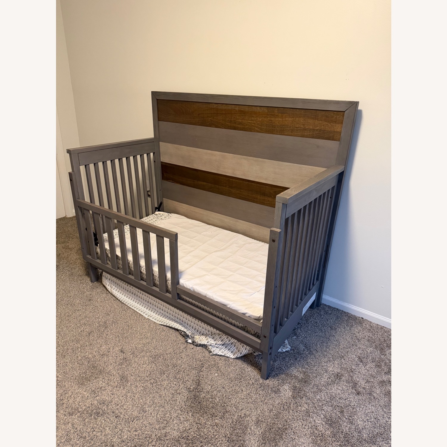 Ashley Furniture Light Gray Wood King Bed - image-3