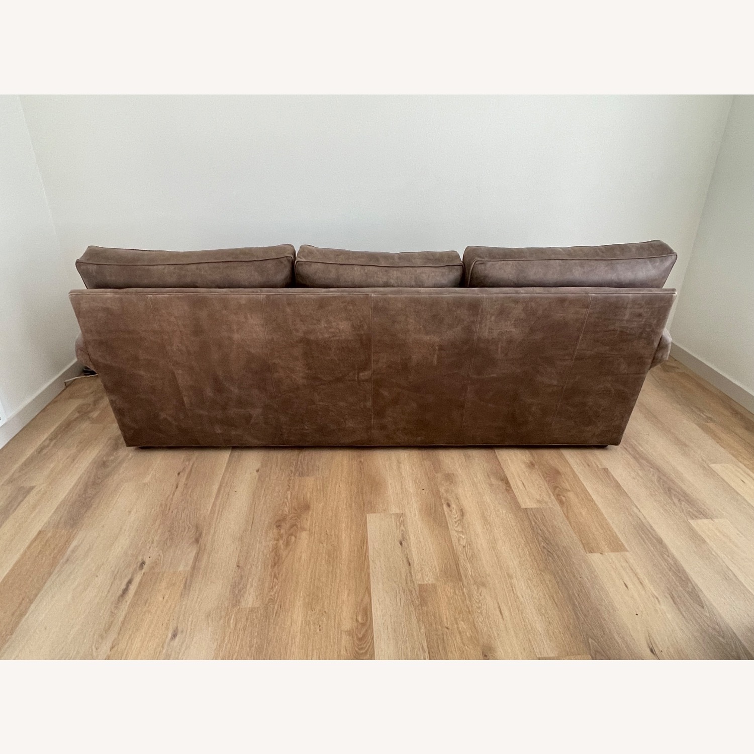 Ethan Allen Dark Brown Spencer Roll Arm Leather Sofa - image-3