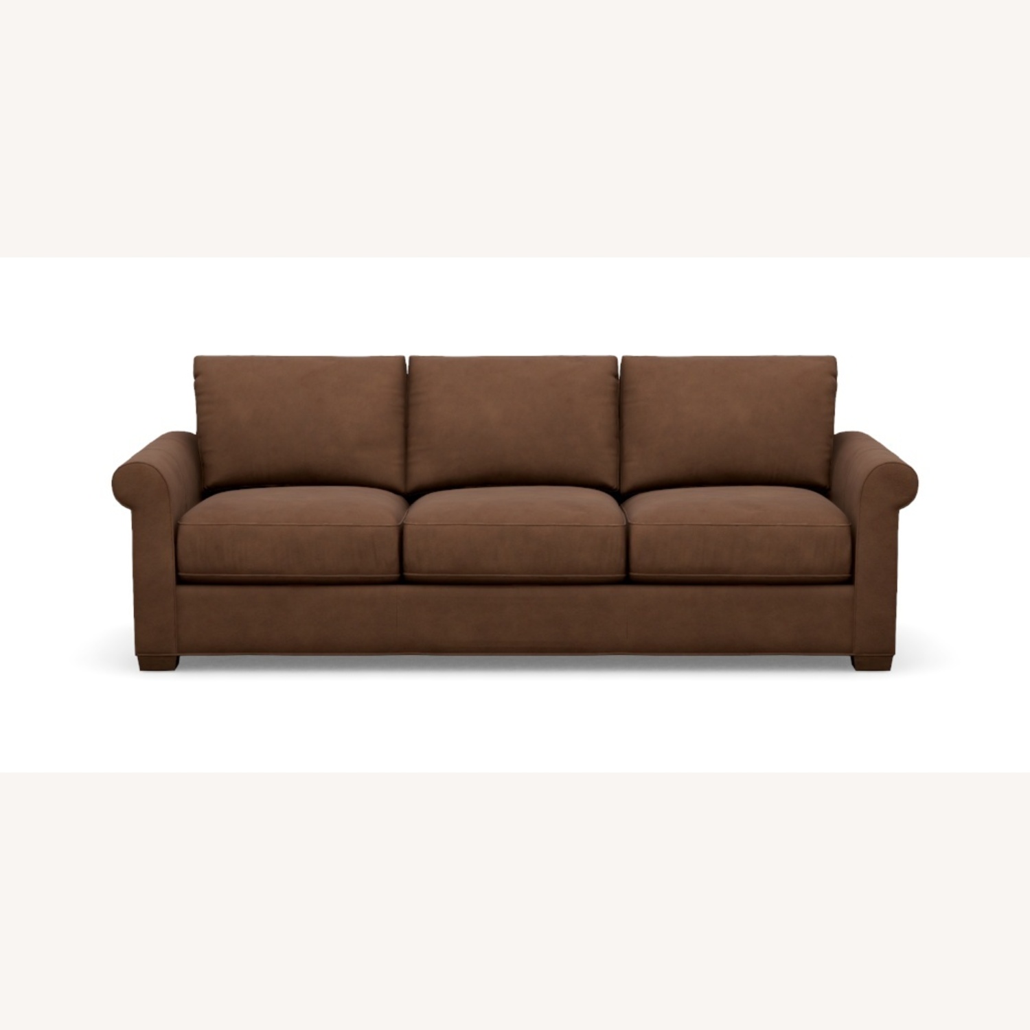 Ethan Allen Dark Brown Spencer Roll Arm Leather Sofa - image-5