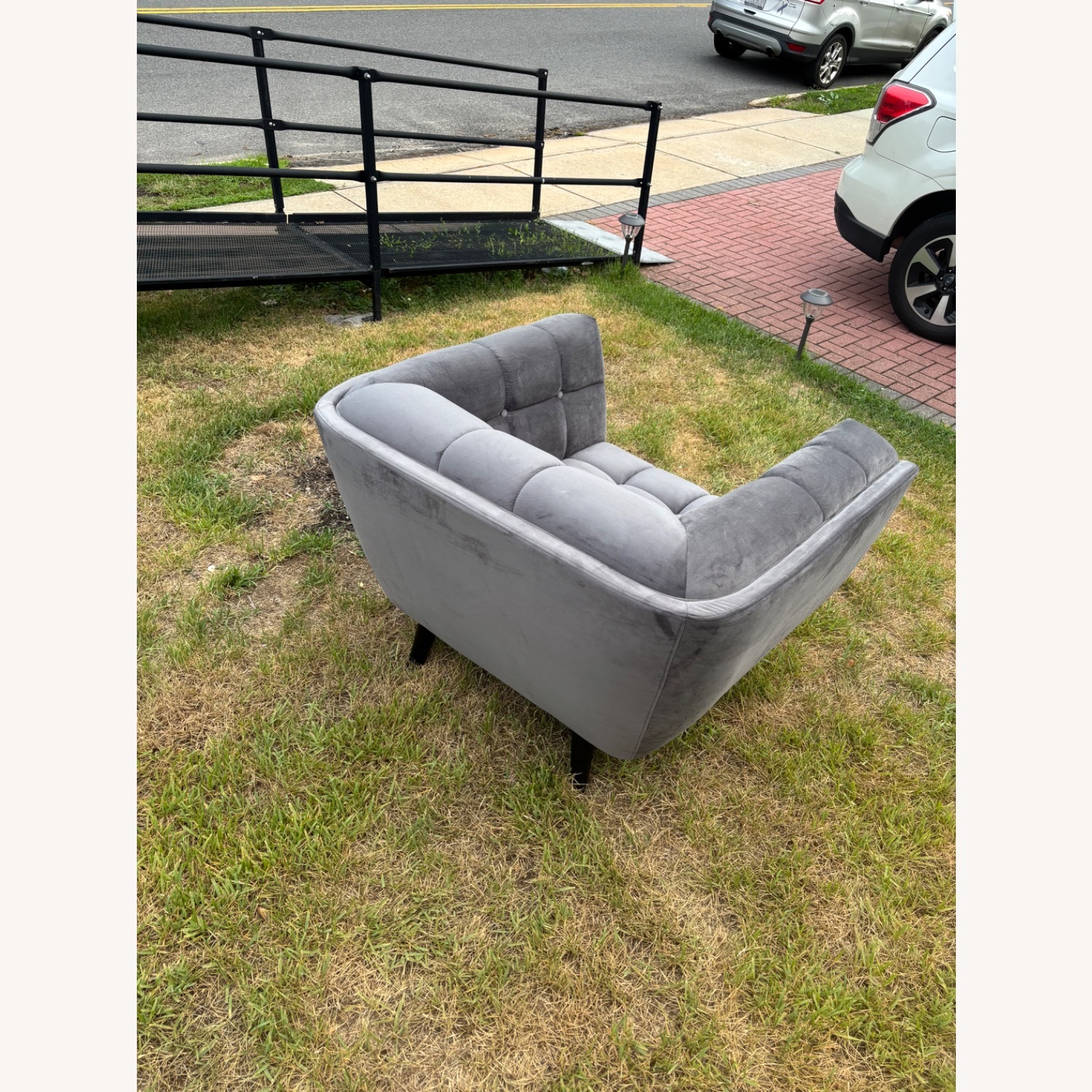 Modway Light Gray Velvet Accent Chairs - image-4