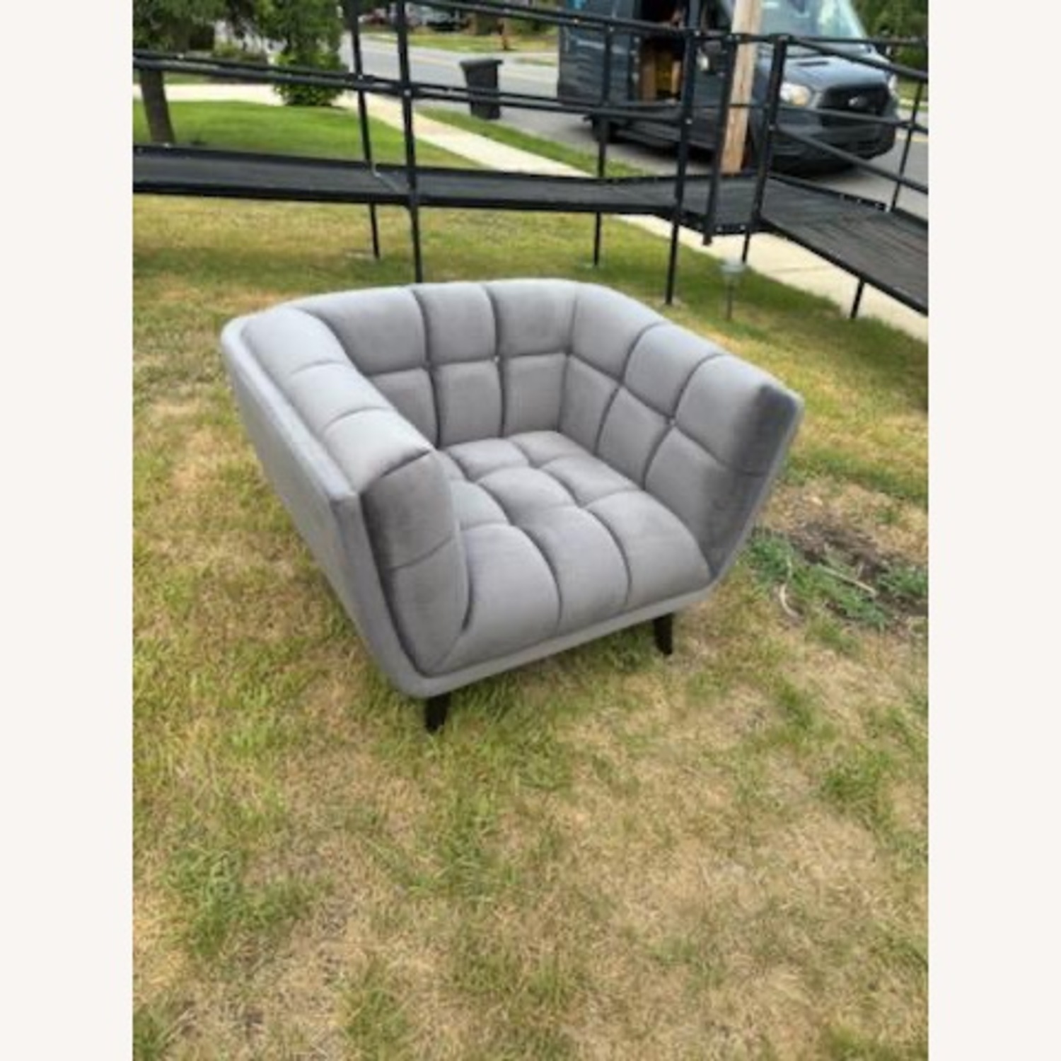 Modway Light Gray Velvet Accent Chairs - image-2