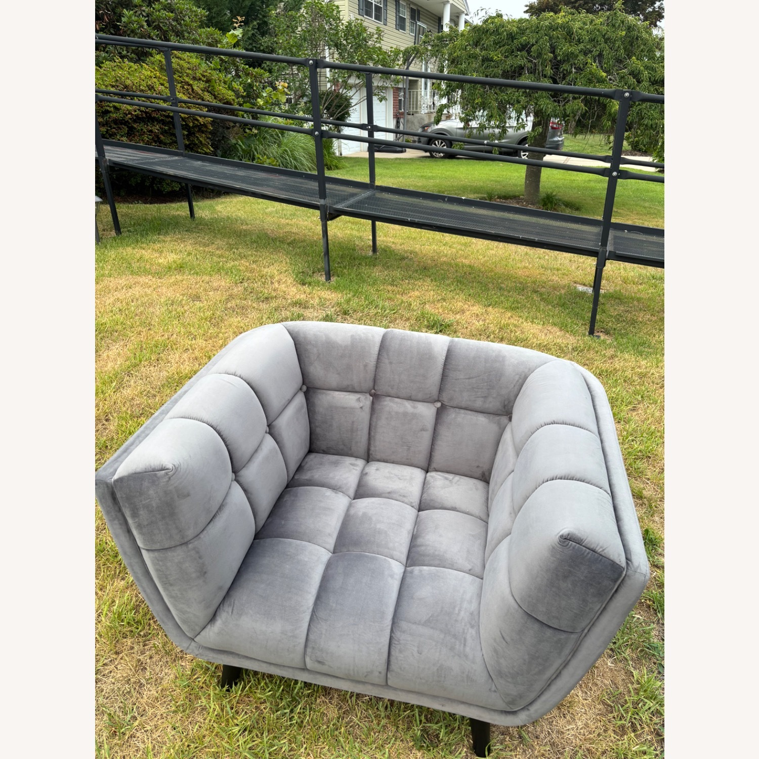 Modway Light Gray Velvet Accent Chairs - image-3