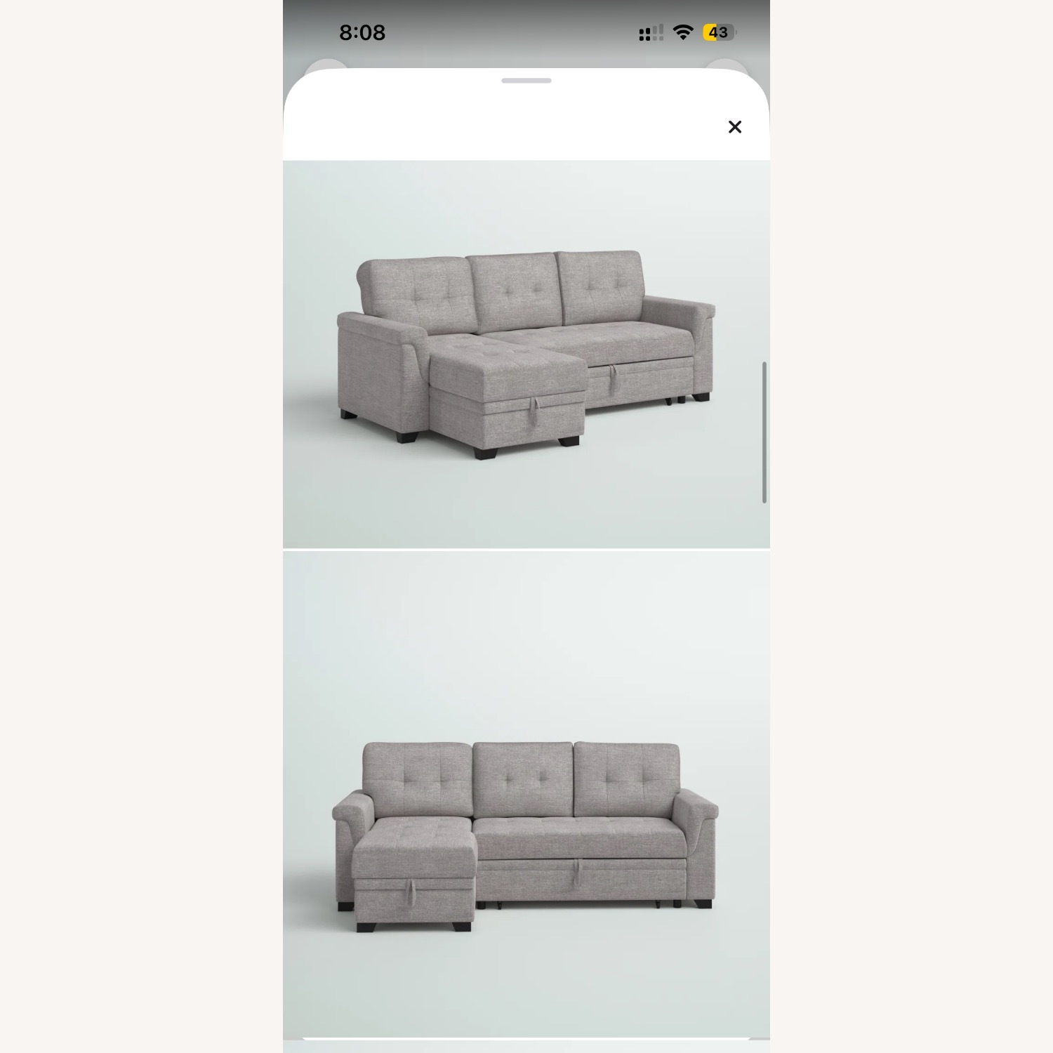 Light Gray Sleeper Sectional Sofa with Storage - image-5