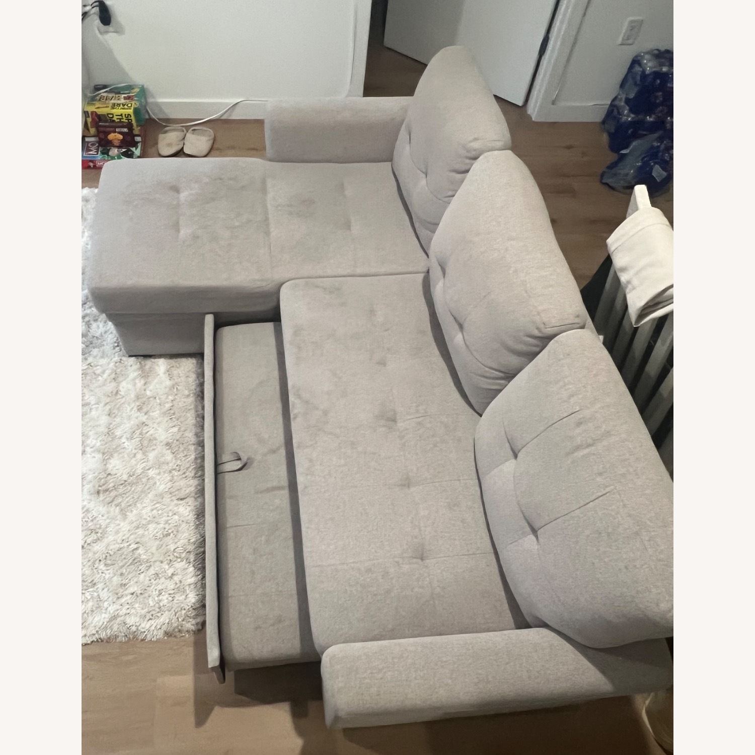 Light Gray Sleeper Sectional Sofa with Storage - image-2