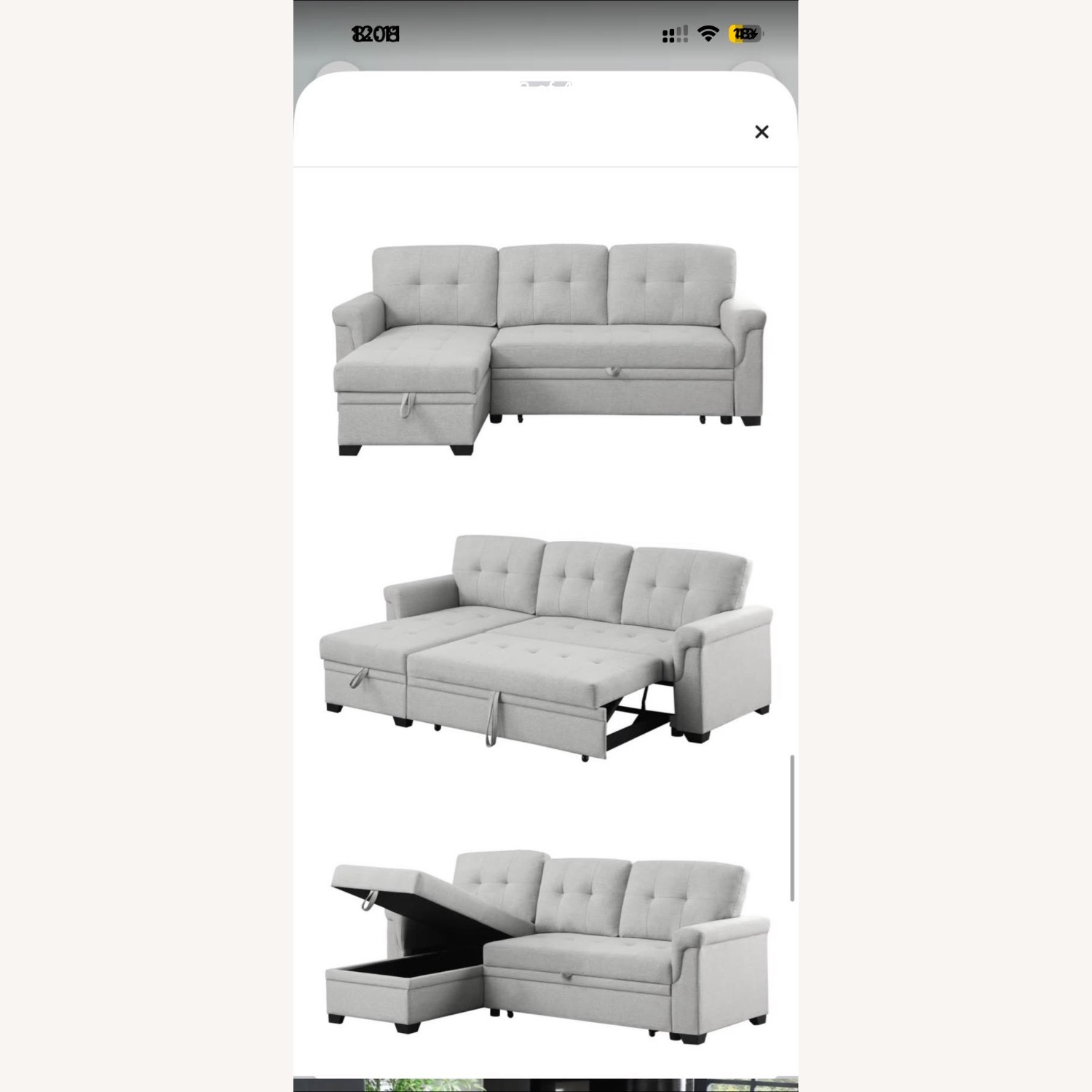 Light Gray Sleeper Sectional Sofa with Storage - image-4