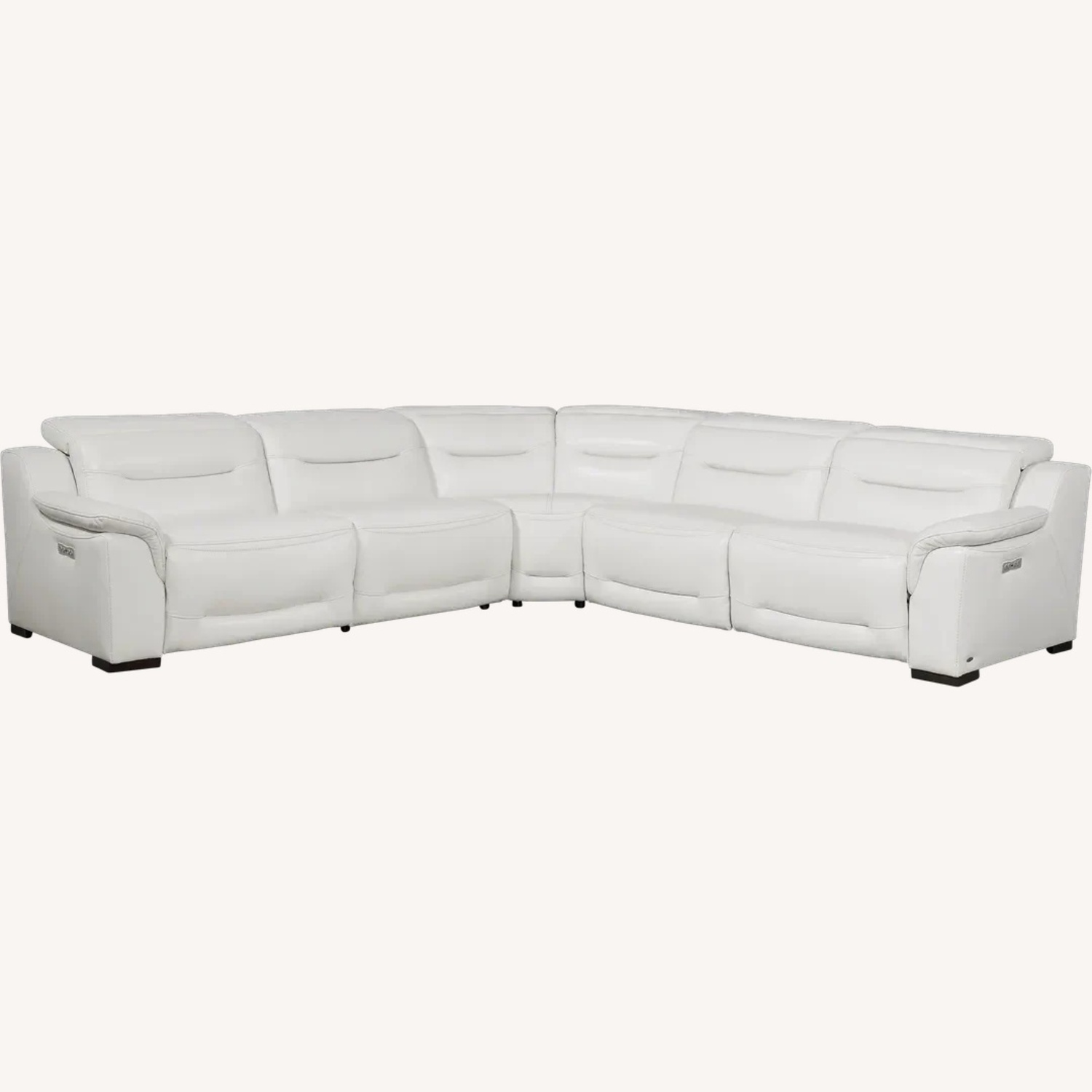 Rooms To Go Gallia White Leather 5 Pc Dual Power Reclining Sectional - image-4