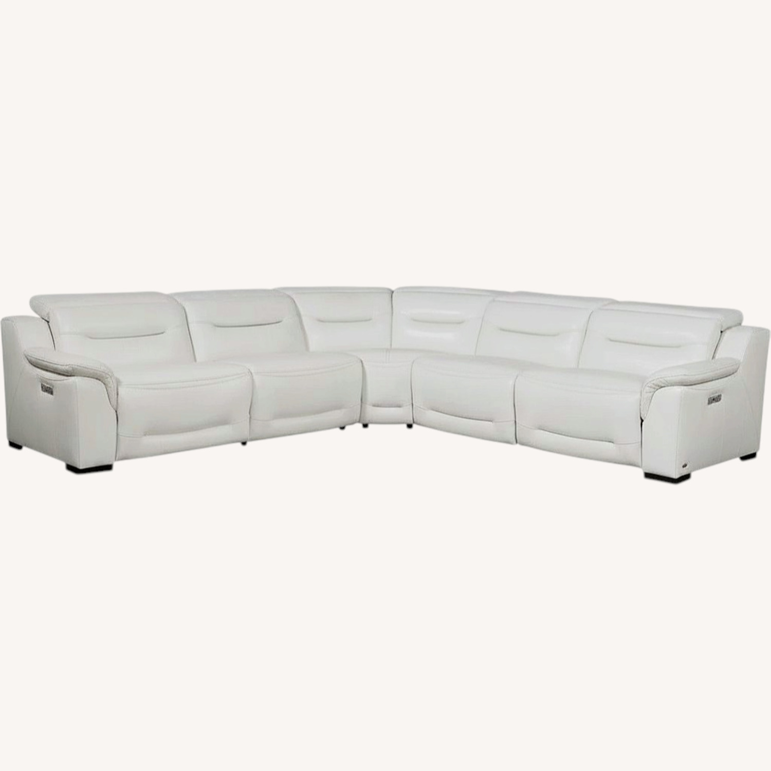 Rooms To Go Gallia White Leather 5 Pc Dual Power Reclining Sectional - image-0