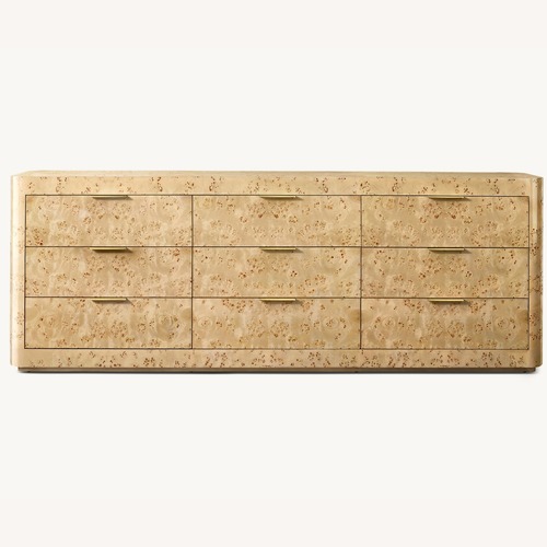 Used Restoration Hardware Bardot Burl 9-Drawer Dresser for sale on AptDeco
