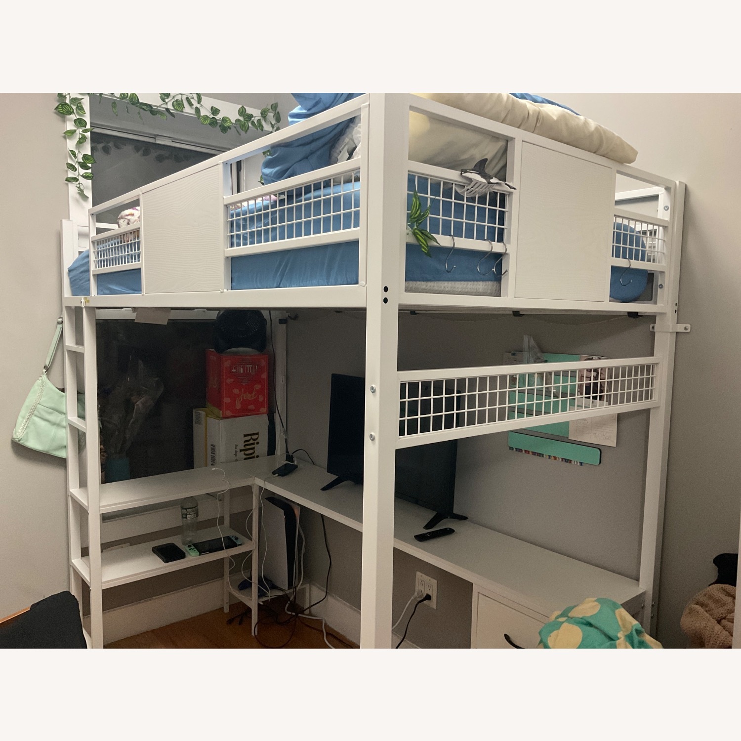 ADORNEVE Loft Bed Twin Size with L-Shaped Desk - image-2