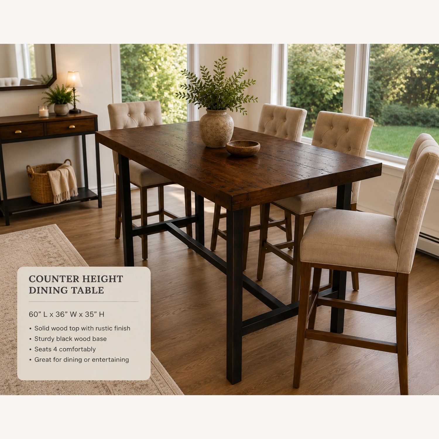 Vintage/Antique Dark Brown Wood Dining Table - image-5