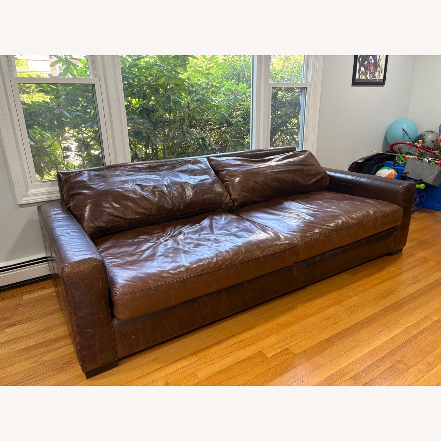 Restoration Hardware Maxwell Leather Sofa - image-3