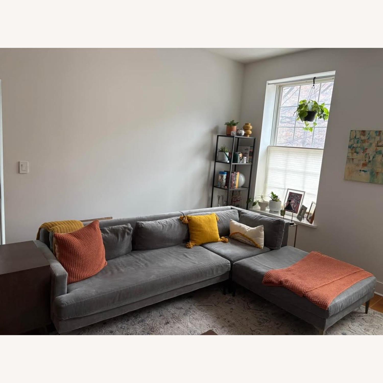 West Elm Andes Sectional in Distressed Velvet - image-2