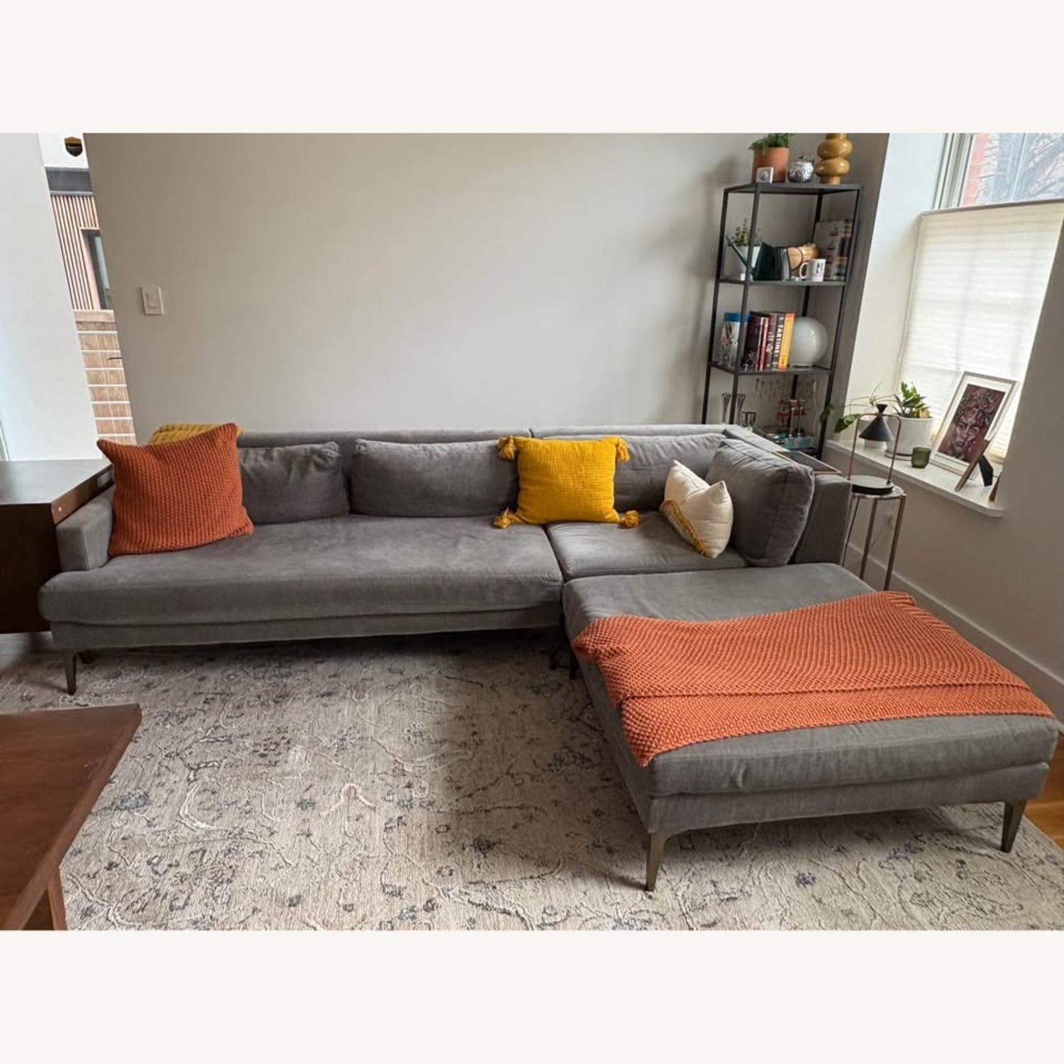 West Elm Andes Sectional in Distressed Velvet - image-3