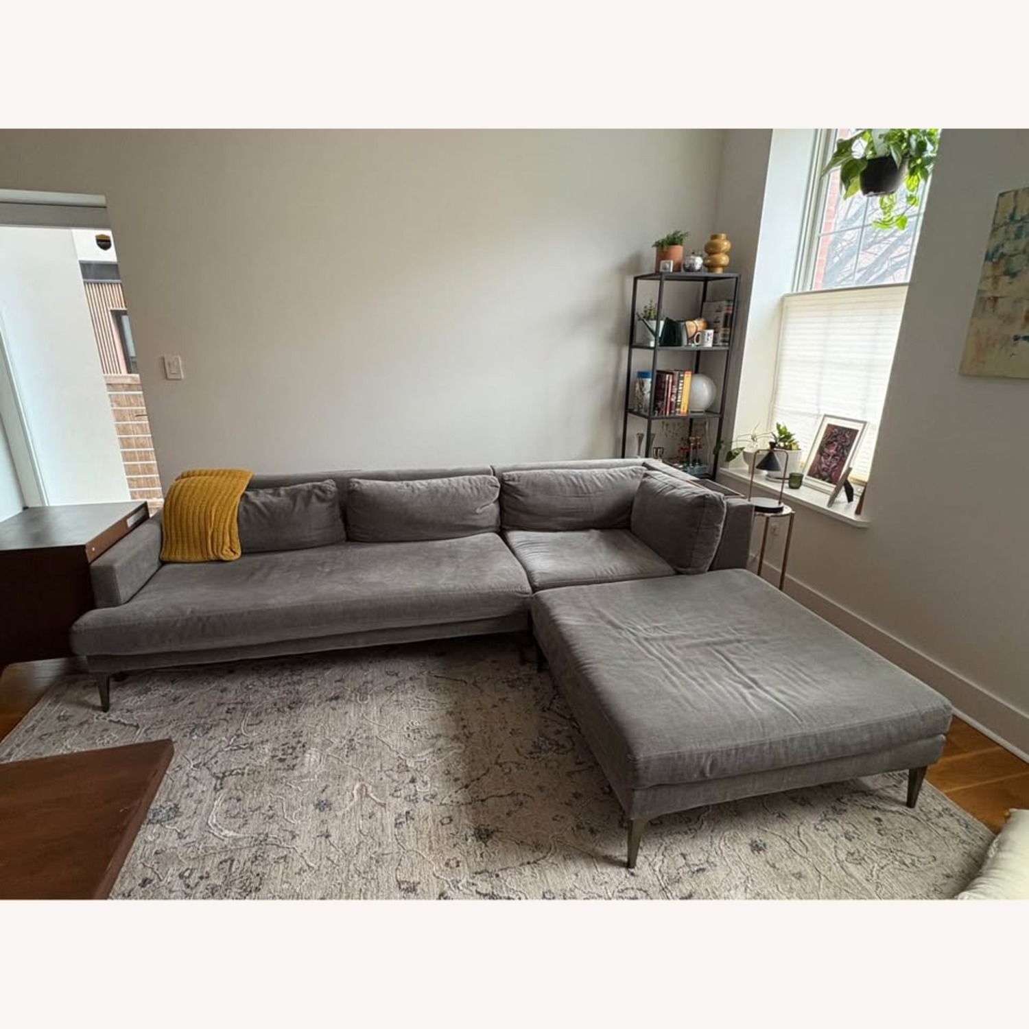 West Elm Andes Sectional in Distressed Velvet - image-1