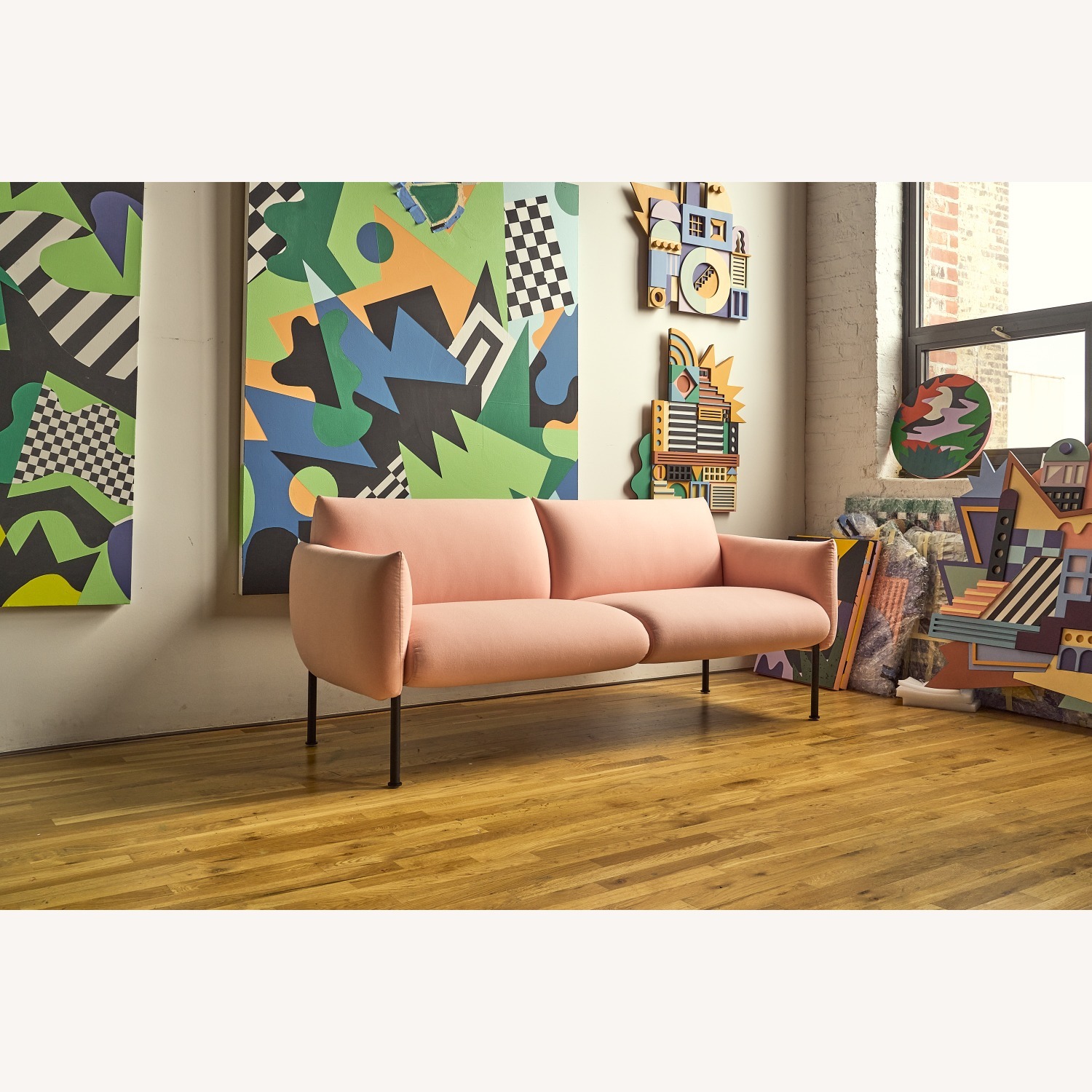 Pink Wool 2 Seater Sofa - image-3