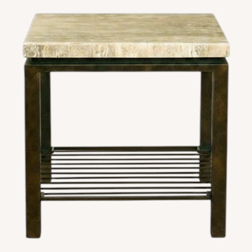 Used Bernhardt Tempo White Stone Side Table for sale on AptDeco