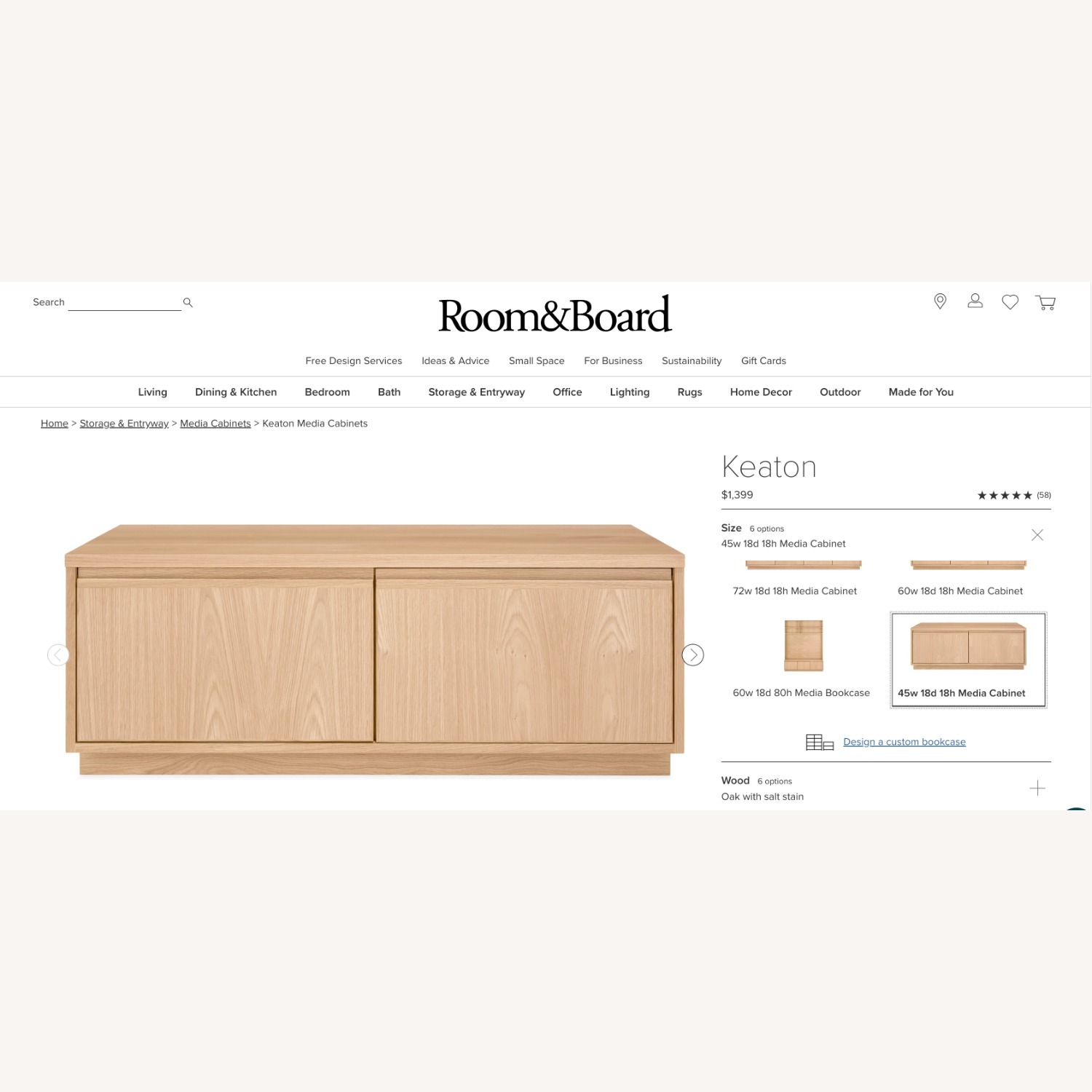 Room & Board Solid Oak Wood Media Console Credenza - image-4