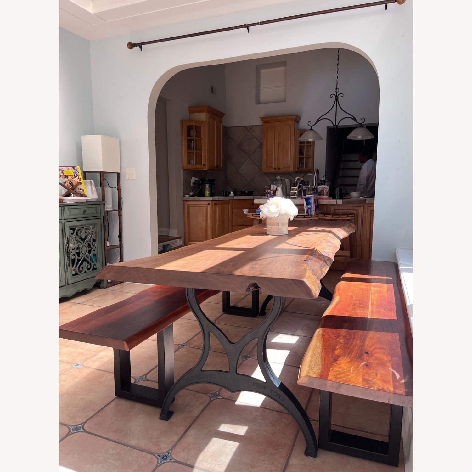 Custom Live Edge Walnut Dining Table With Benches - image-2