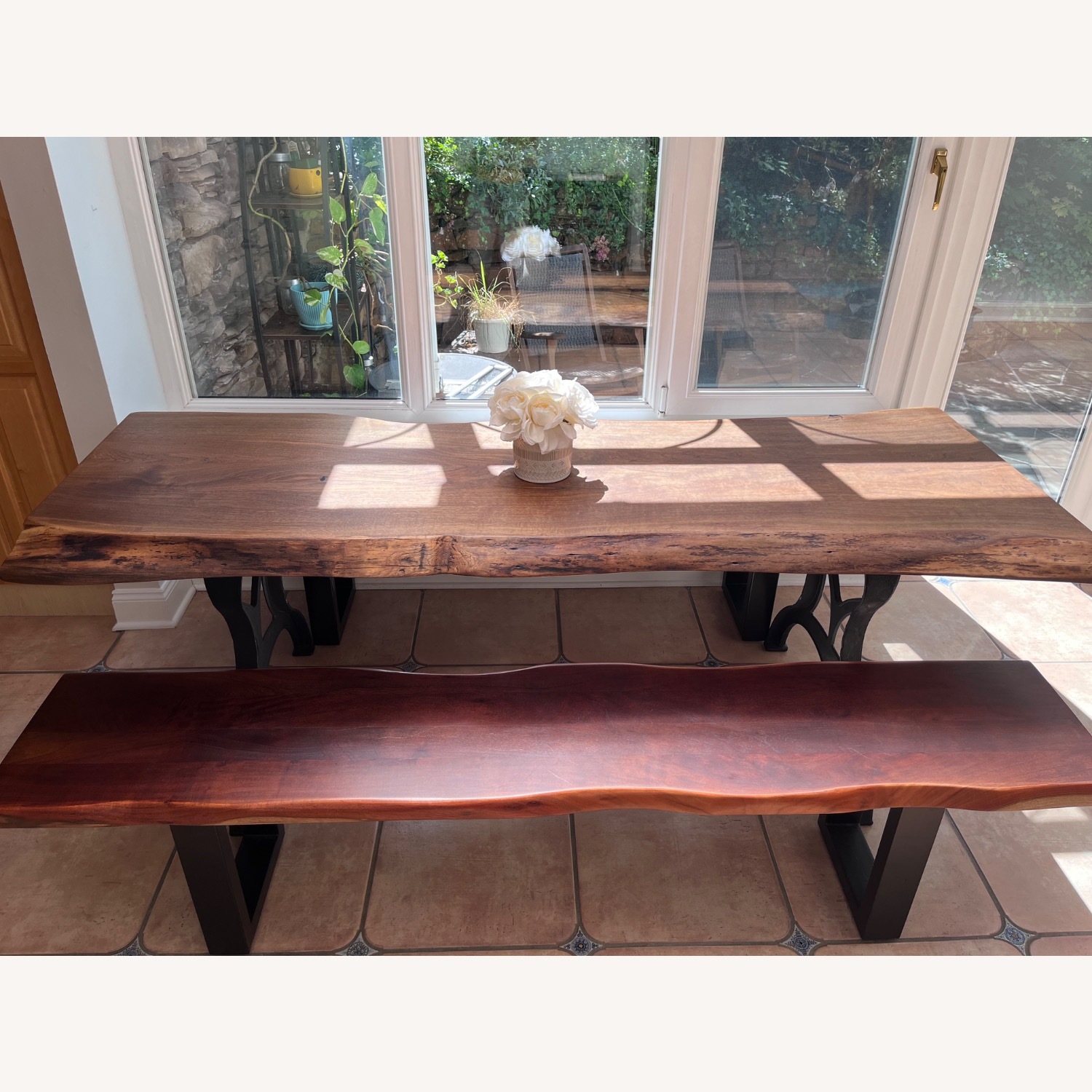 Custom Live Edge Walnut Dining Table With Benches - image-3