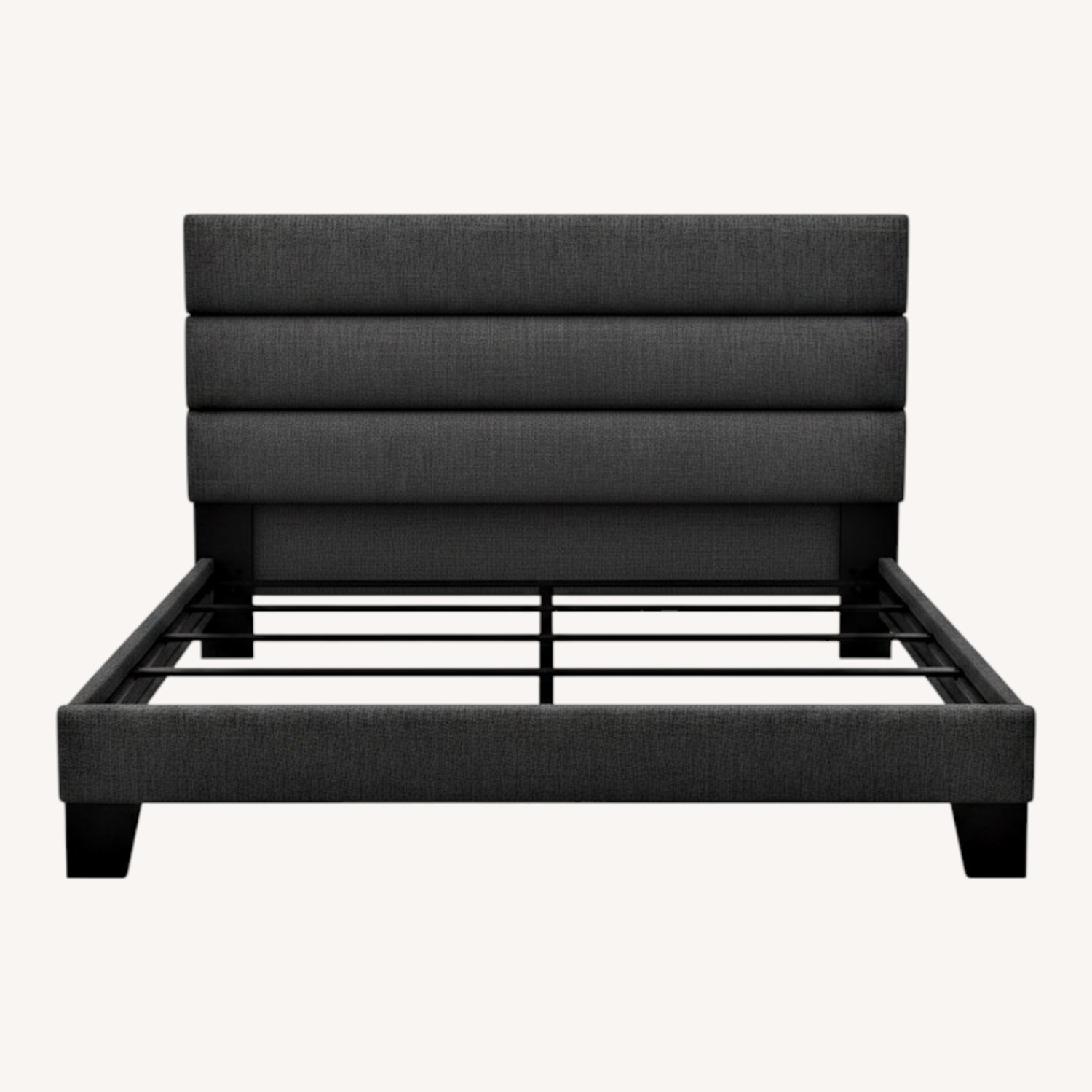 Allewie Dark Gray Linen Queen Bed - image-0