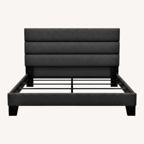 Used Allewie Dark Gray Linen Queen Bed for sale on AptDeco