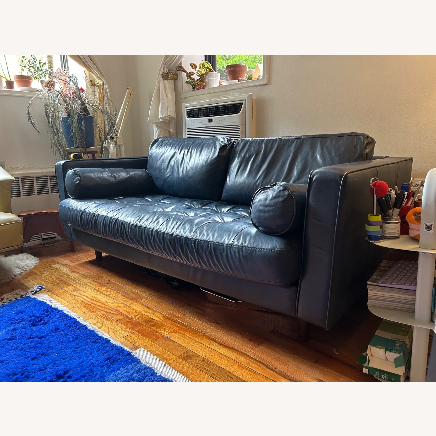 Article Sven Blue Leather Loveseat - image-2