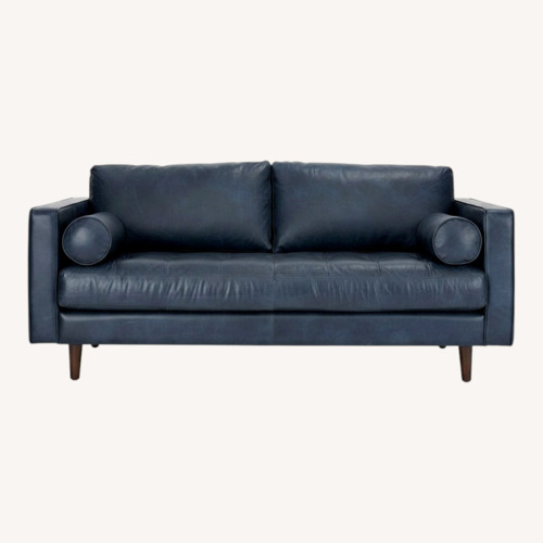 Used Article Sven Blue Leather Loveseat for sale on AptDeco
