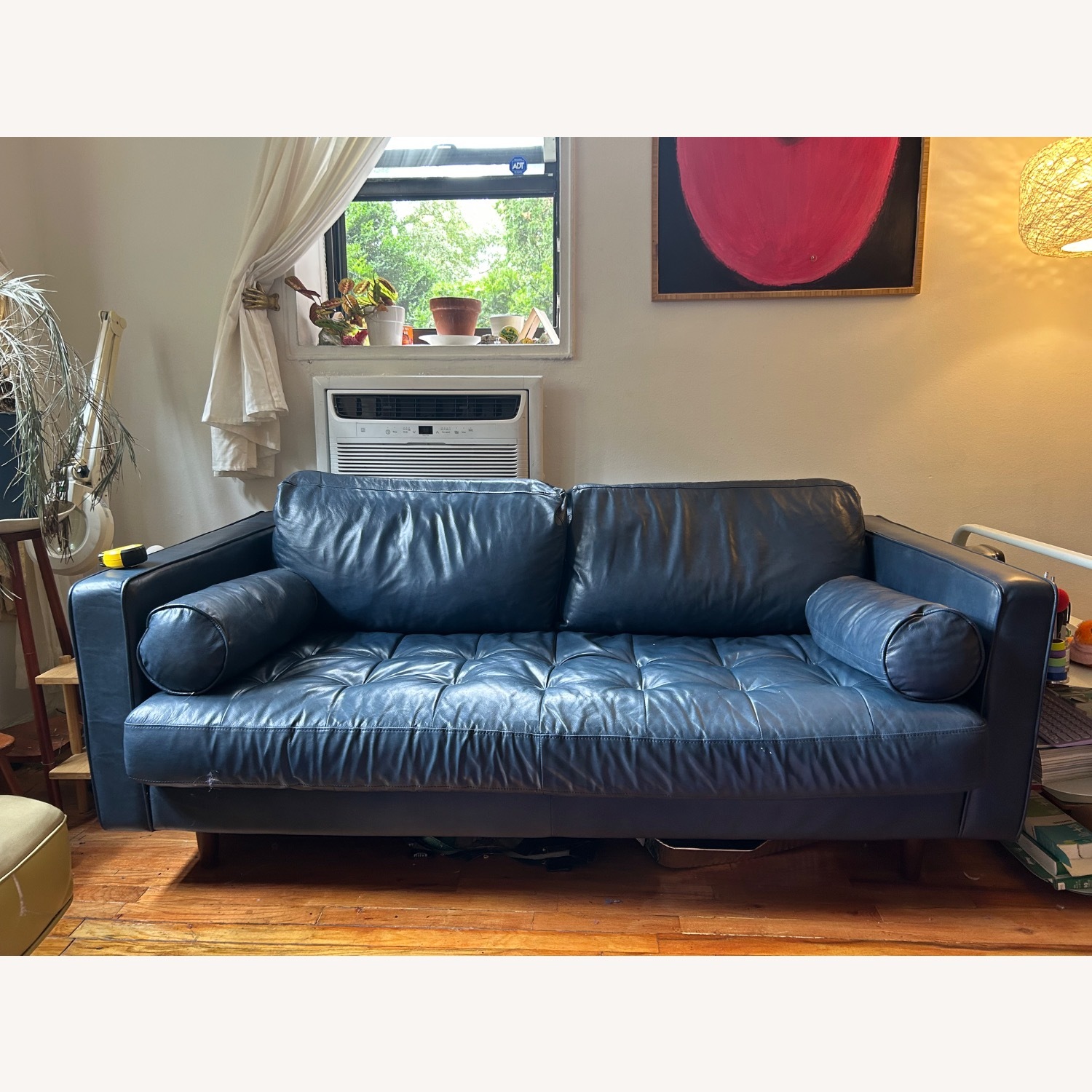 Article Sven Blue Leather Loveseat - image-1
