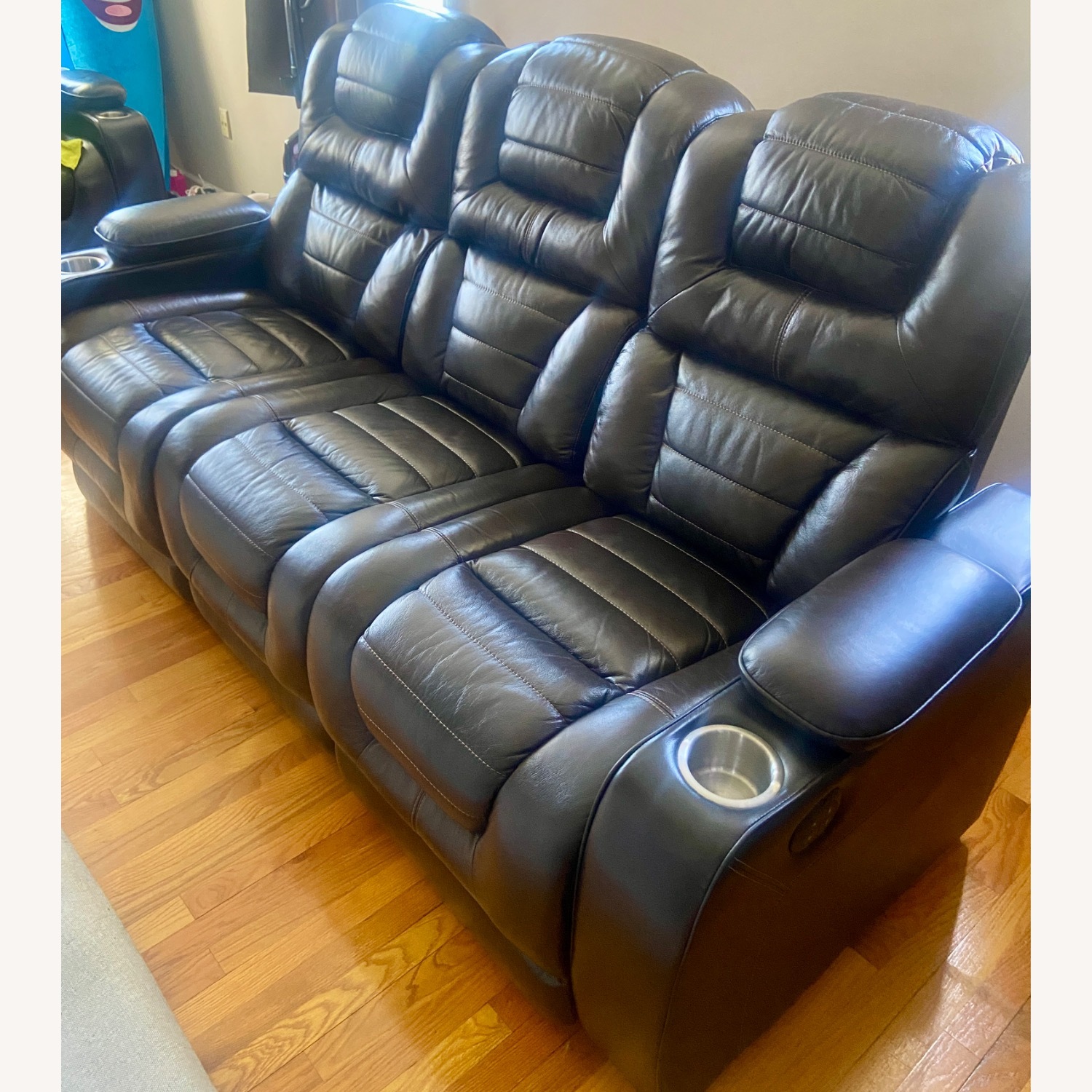 Raymour & Flanigan Dark Brown 3+ Seater Sofa - image-1
