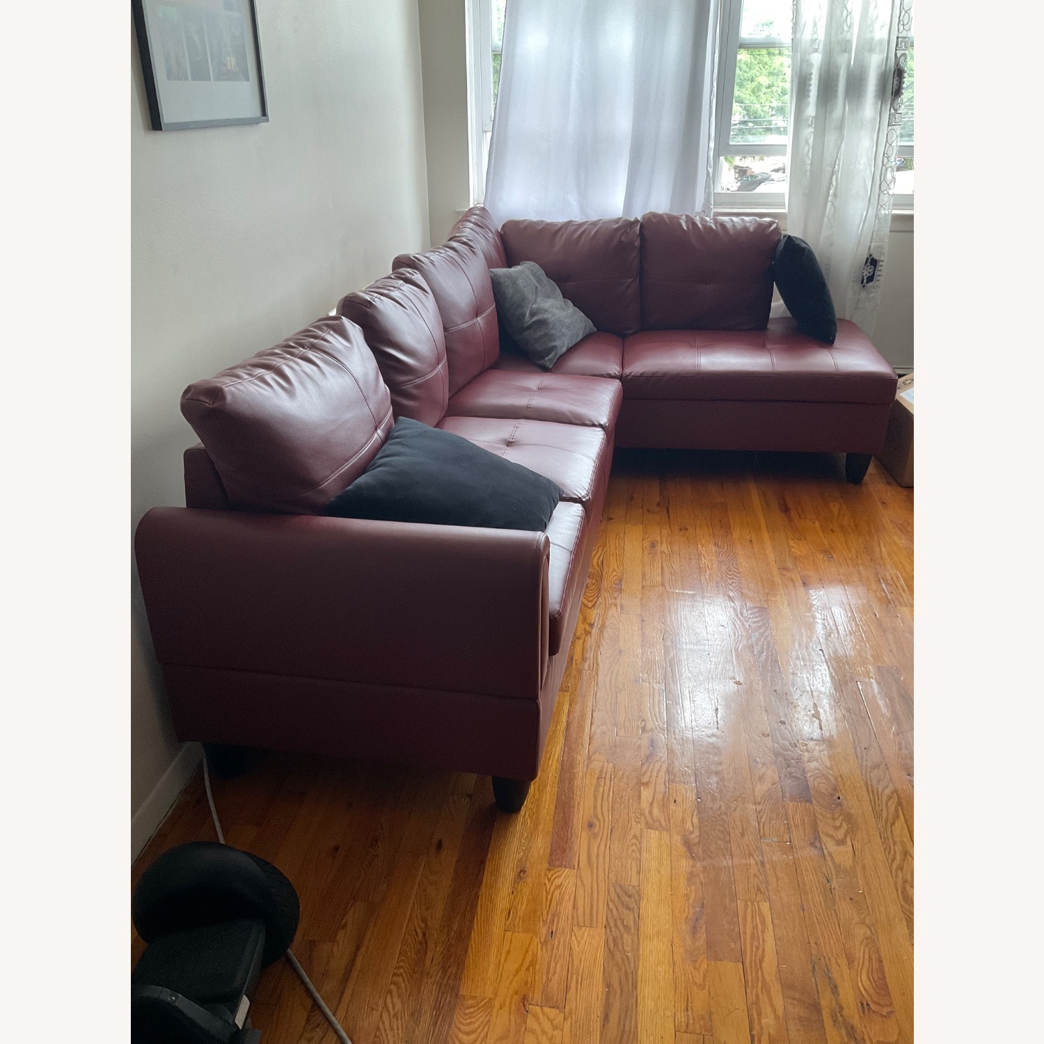 Red Faux Leather 2 Piece Sectional - image-5